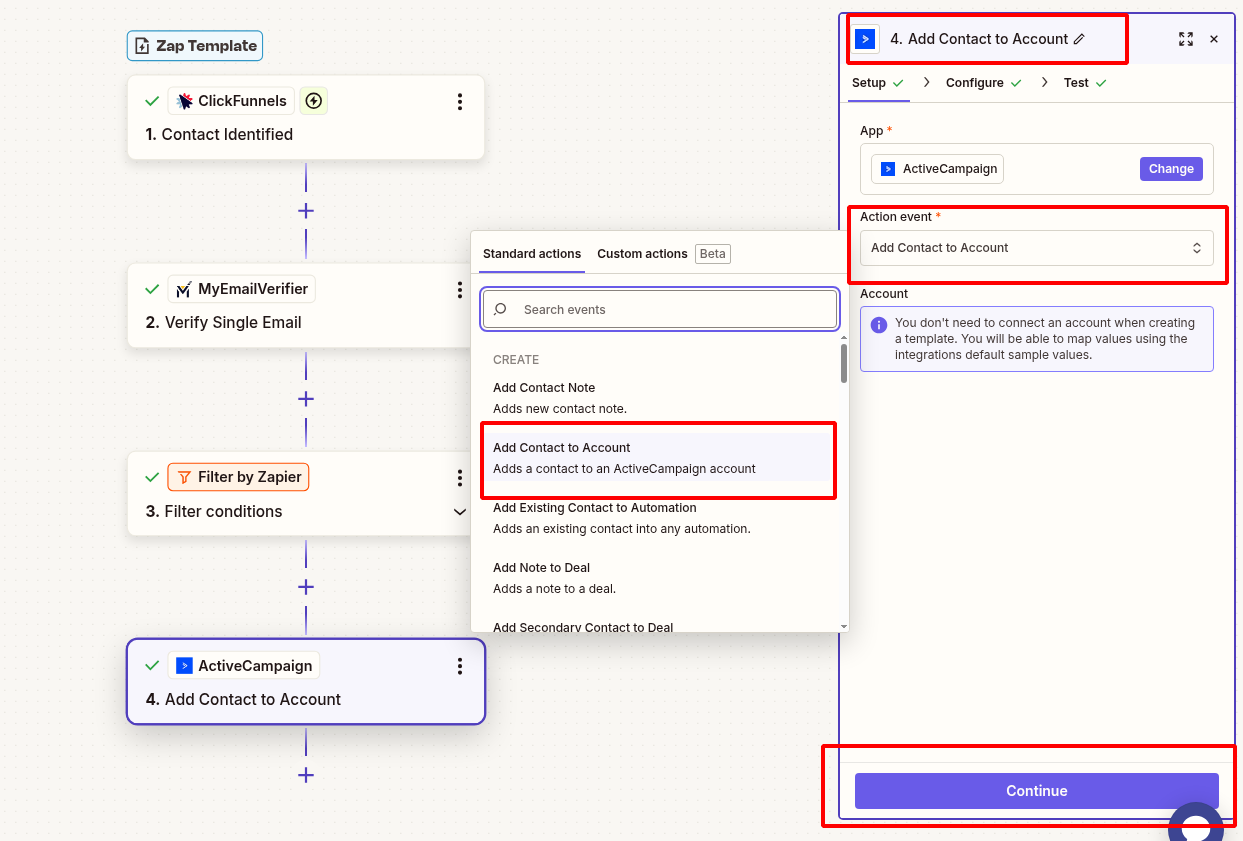 ActiveCampaign contact creation from ClickFunnels