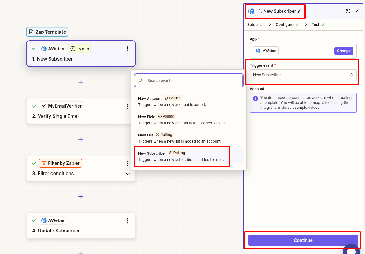 AWeber trigger setup