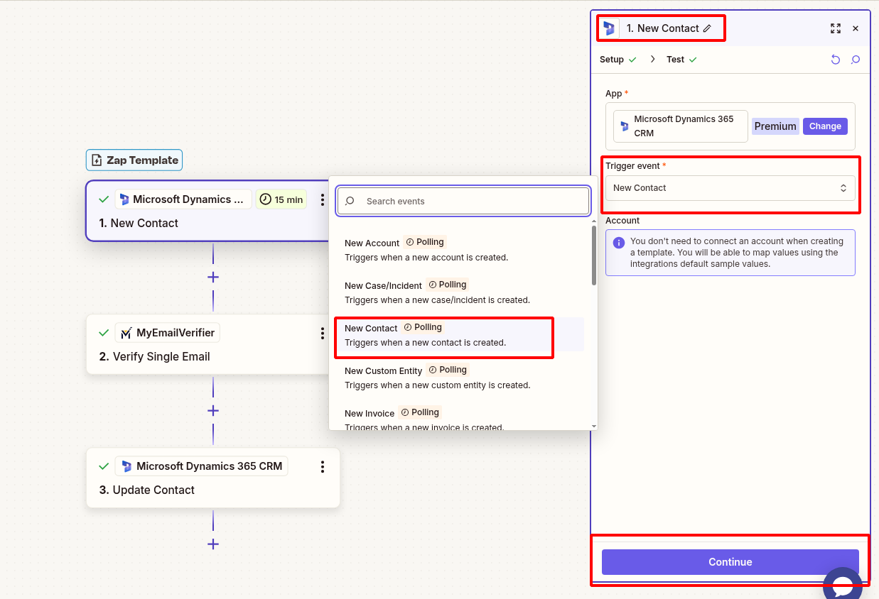 Connect Microsoft Dynamics 365 new contact trigger in Zapier