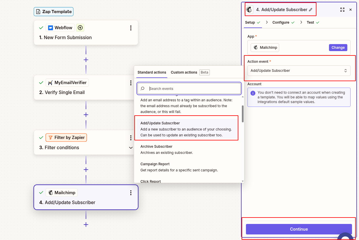 Mailchimp subscriber configuration