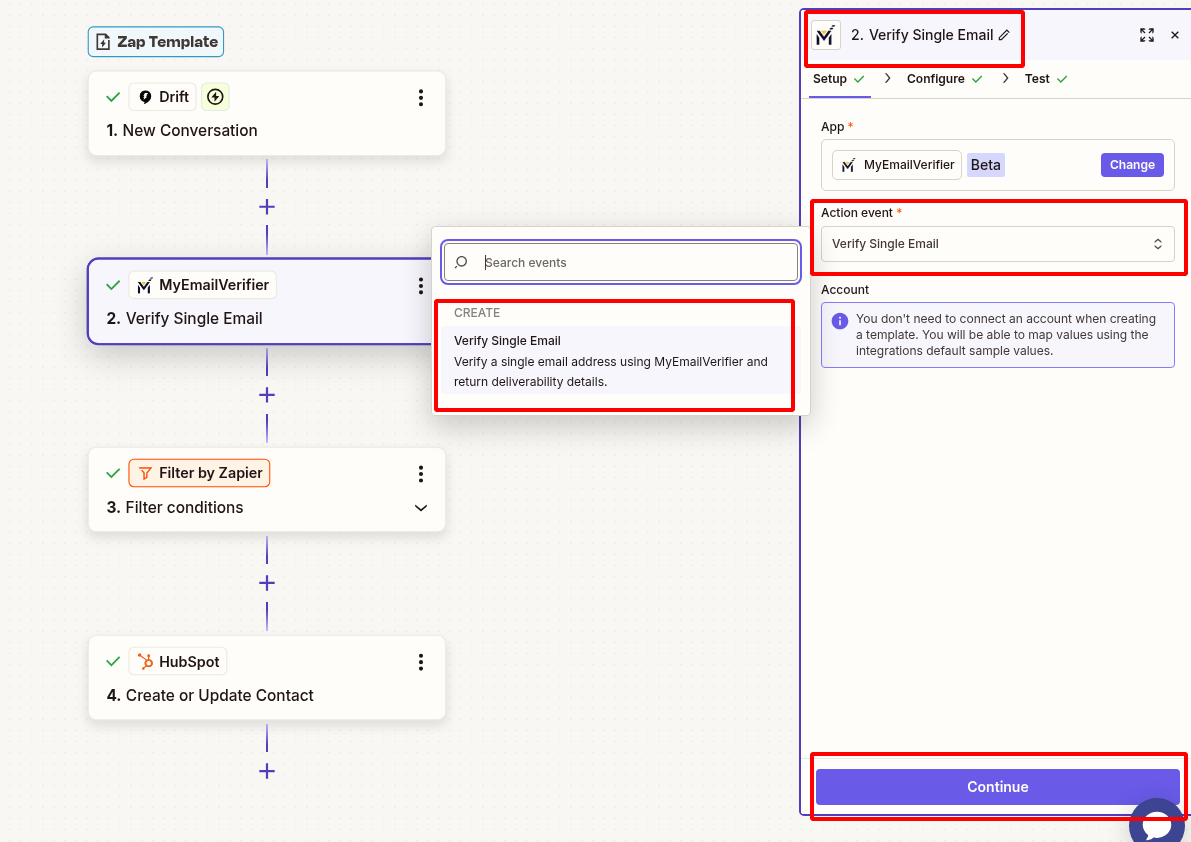 Email verification setup