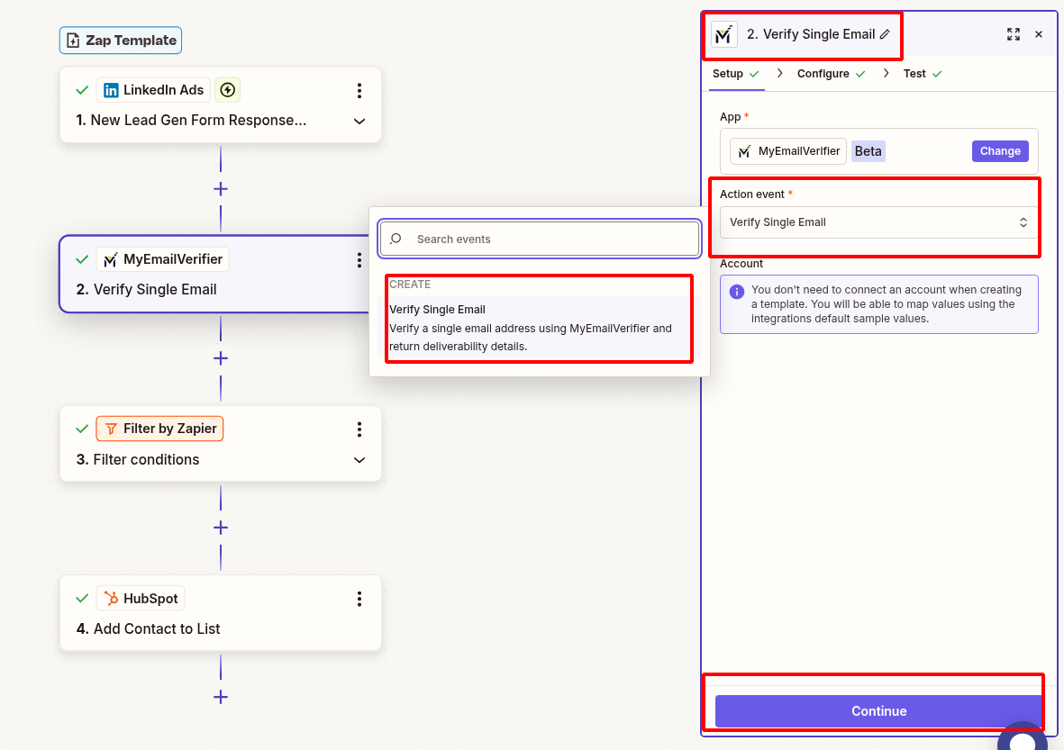 Email verification setup