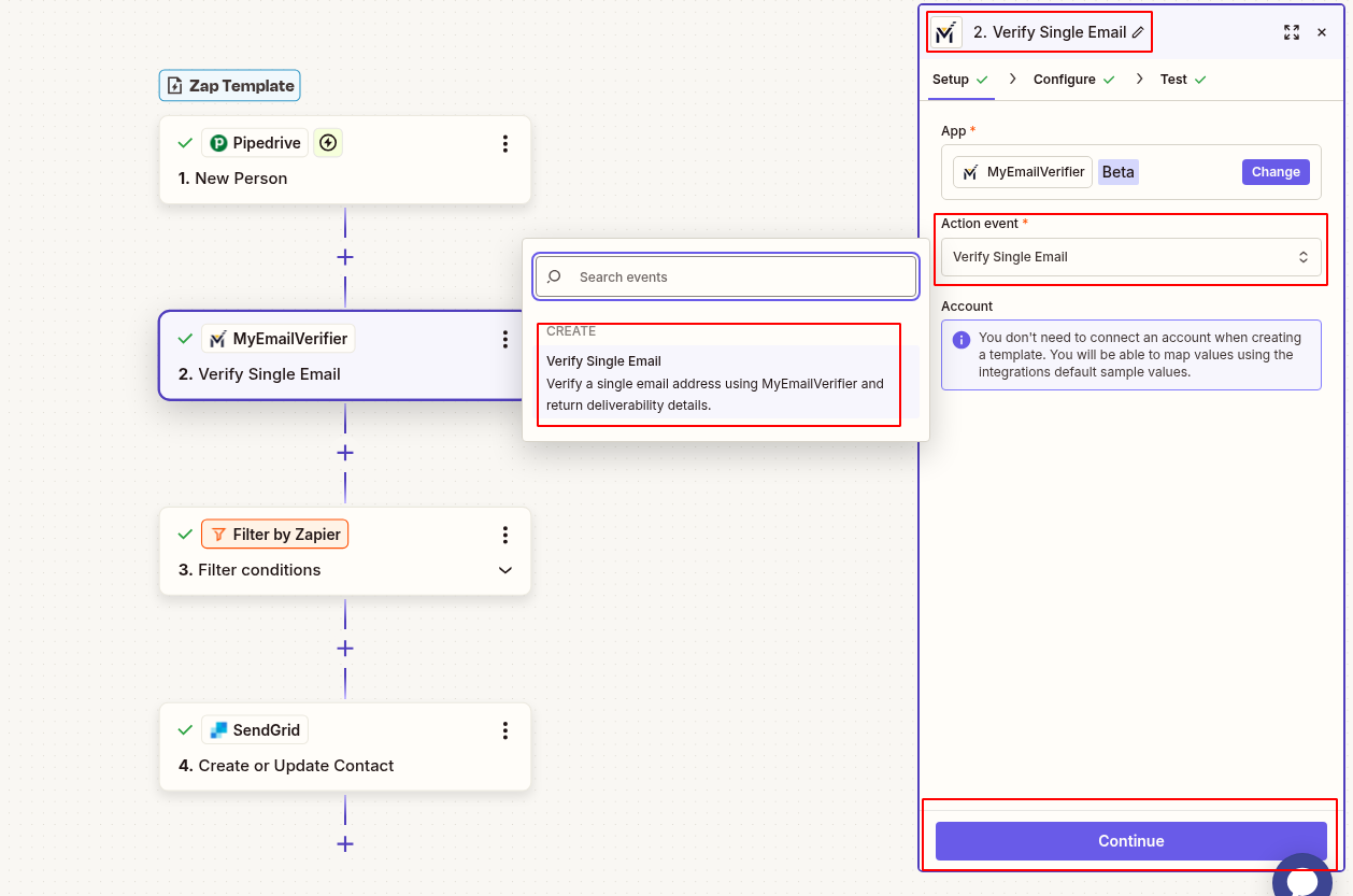 MyEmailVerifier verify Pipedrive email with field mapping